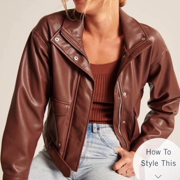 Abercrombie & Fitch Jackets & Blazers - A&F Faux Leather Bomber Jacket